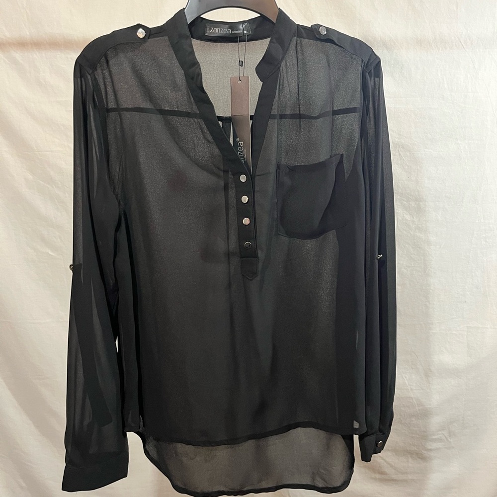 NWT black sheer blouse, XL
